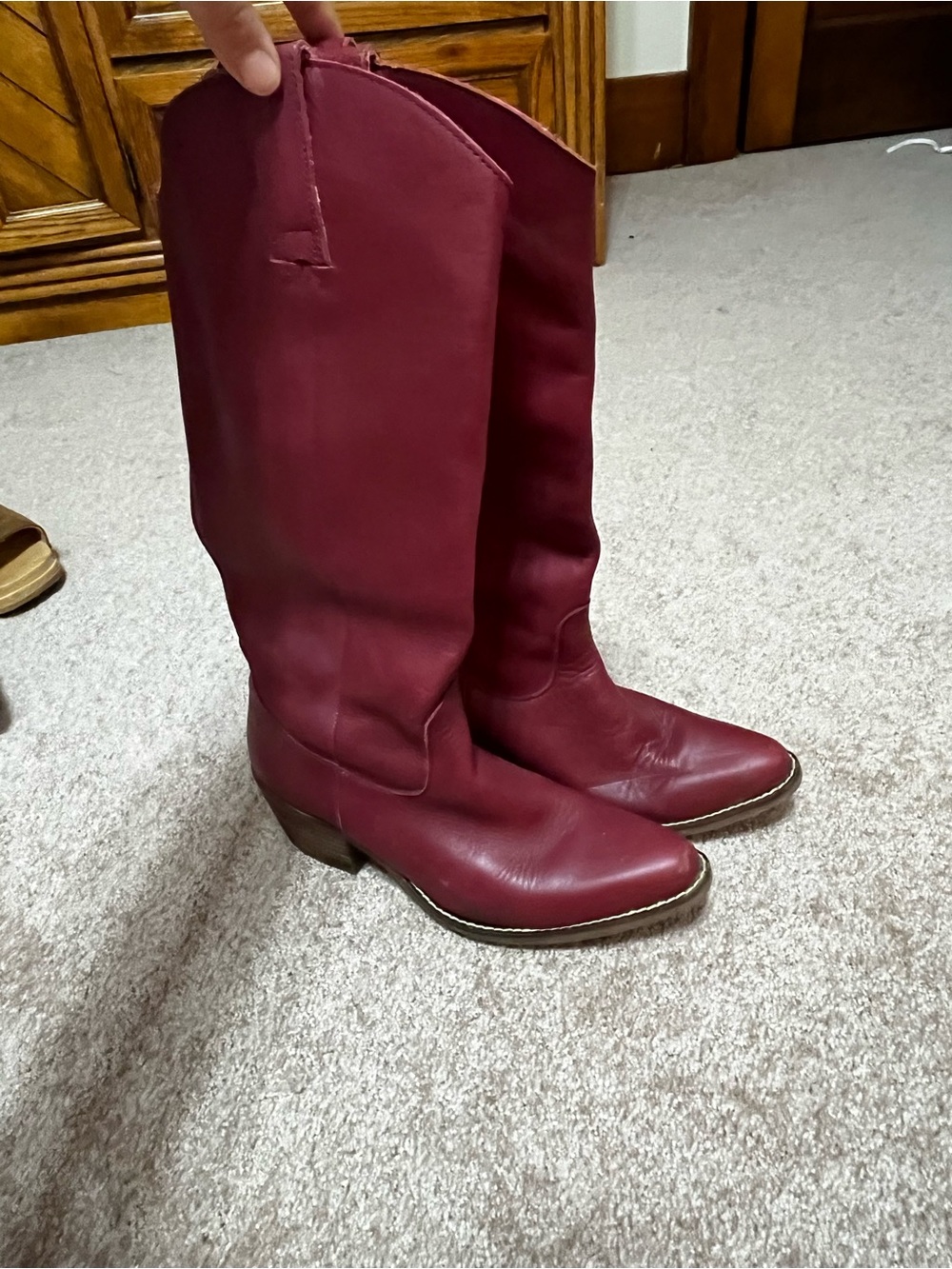 dingo Wine Red Tall Leather Western Boots